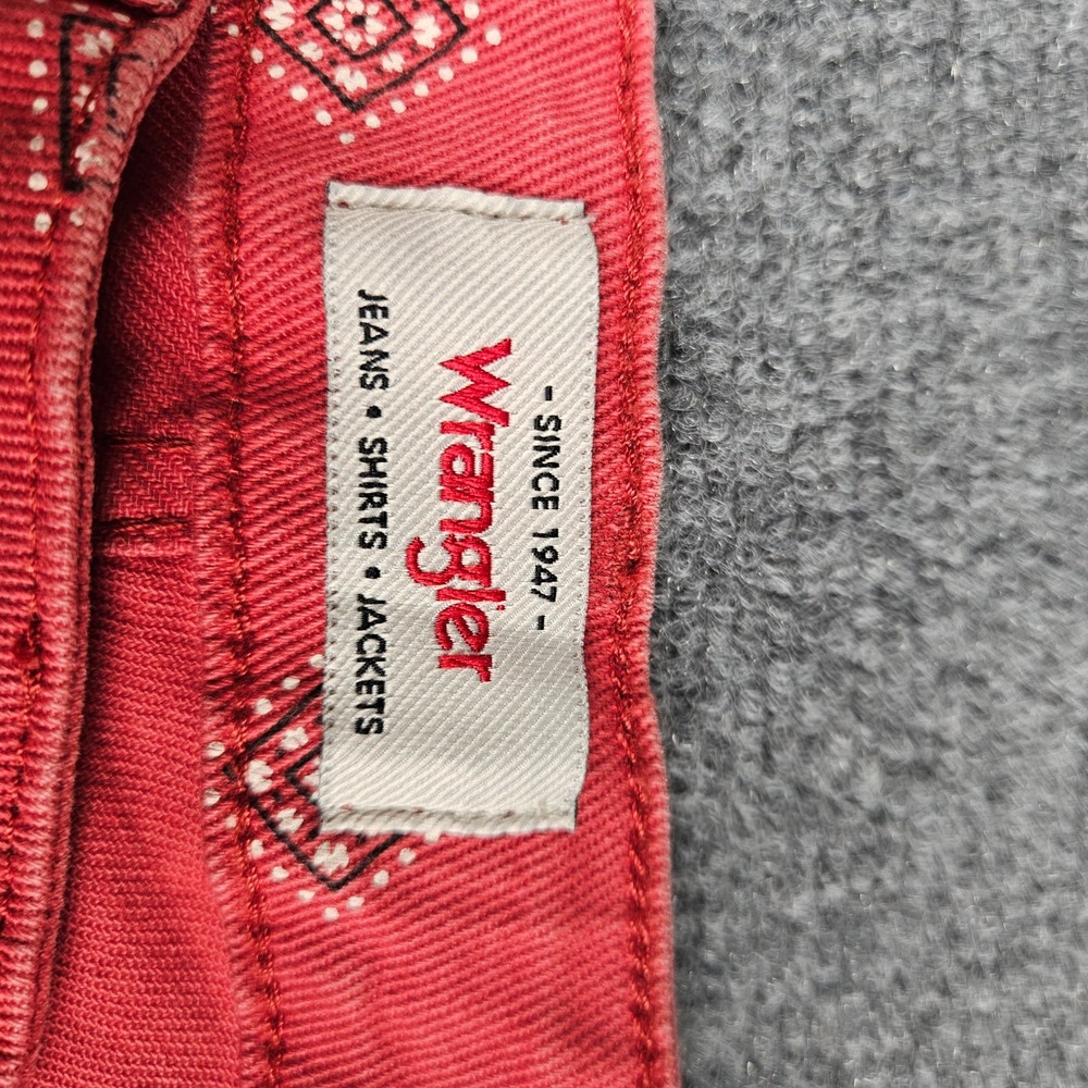 Wrangler High Rise Bold Boot Jeans Red Geometric Diamond Print 4/27x30 NWT - Picture 5 of 11